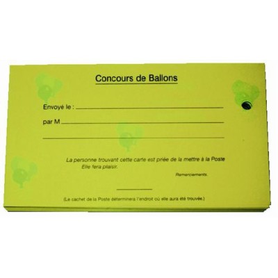 Cartes à lâcher de ballons X100pièces Accueil