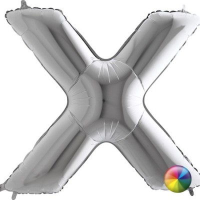 Ballon Lettre X argenté 80 cm Accueil