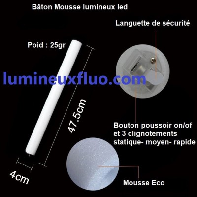 Bâton mousse lumineux leds Violet tap tap lumineux Articles Led