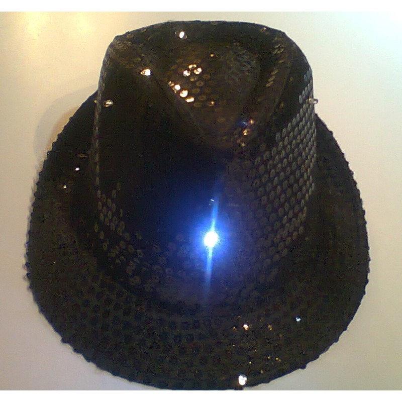 Chapeau lumineux strass noir Articles Led