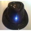 Chapeau lumineux strass noir Articles Led